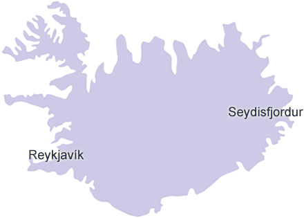 map of Icelandic cities